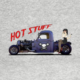 Cool Truck Rat Rod with Anime Girl Hot Stuff T-Shirt